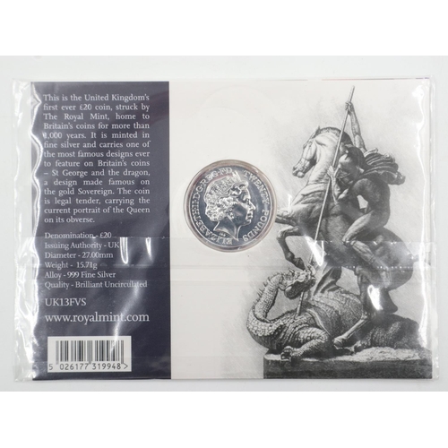 2009 - 2013 silver bullion £20, A Timeless First by The Royal Mint - UNC, factory sealed.  UK P&P Group 0 (... 