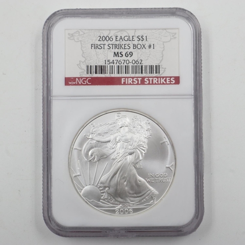 2010 - 2006 USA NGC slabbed silver Eagle $1. UK P&P Group 0 (£6+VAT for the first lot and £1+VAT for subseq... 