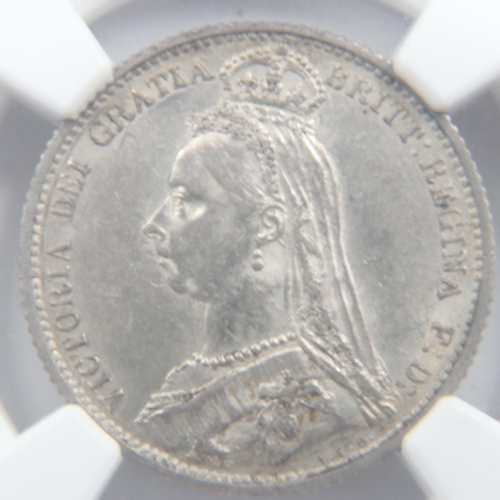 2013 - 1888 NGC slabbed silver sixpence - AU55.  UK P&P Group 0 (£6+VAT for the first lot and £1+VAT for su... 