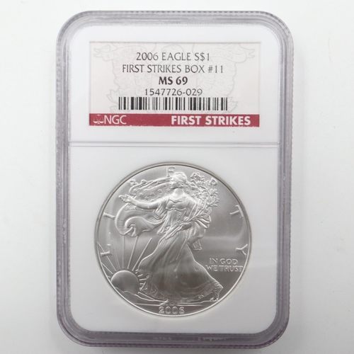 2014 - 2006 USA NGC slabbed silver Eagle $1. UK P&P Group 0 (£6+VAT for the first lot and £1+VAT for subseq... 