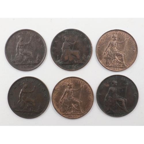 2019 - Six farthings of Queen Victoria in high grades. UK P&P Group 0 (£6+VAT for the first lot and £1+VAT ... 