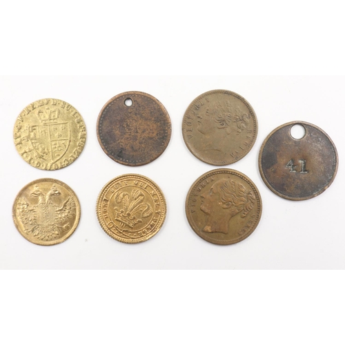 2023 - Seven Victorian gambling tallies and tokens - circulated. UK P&P Group 0 (£6+VAT for the first lot a... 