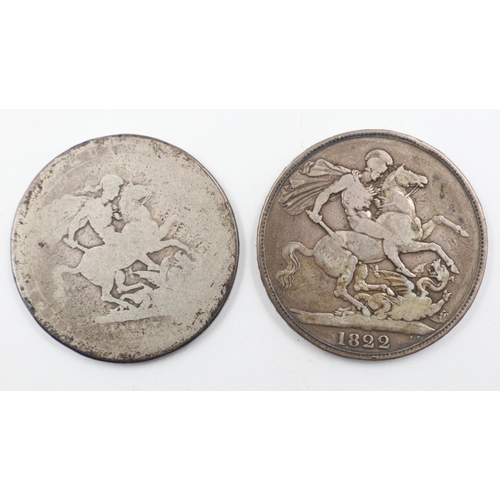 2031 - 1822 silver crown of George IV, and a further Georgian silver crown (2). UK P&P Group 0 (£6+VAT for ... 