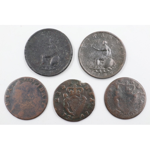 2033 - Five early milled half pennies - circulated.  UK P&P Group 0 (£6+VAT for the first lot and £1+VAT fo... 