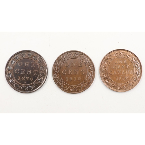 2034 - Three Canadian one cents of Queen Victoria, Edward VII and George V. UK P&P Group 0 (£6+VAT for the ... 