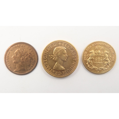 2040 - Three gold plated replica coins. UK P&P Group 0 (£6+VAT for the first lot and £1+VAT for subsequent ... 