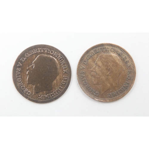 2042 - Two 1913 one-third-farthings of George V - F and VF.  UK P&P Group 0 (£6+VAT for the first lot and £... 