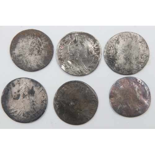 2044 - Five silver sixpences of William III - circulated.  UK P&P Group 0 (£6+VAT for the first lot and £1+... 