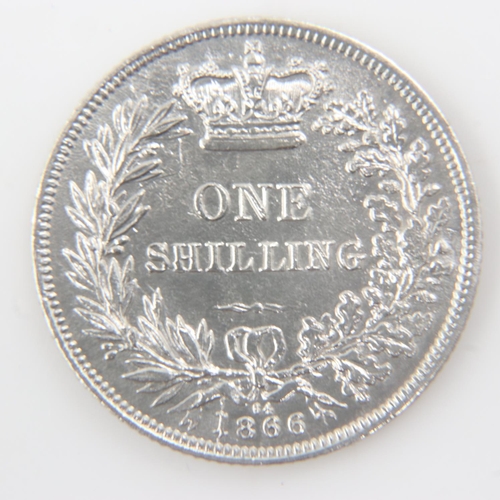 2057 - 1866 die 34 silver shilling of Queen Victoria - VF.  UK P&P Group 0 (£6+VAT for the first lot and £1... 