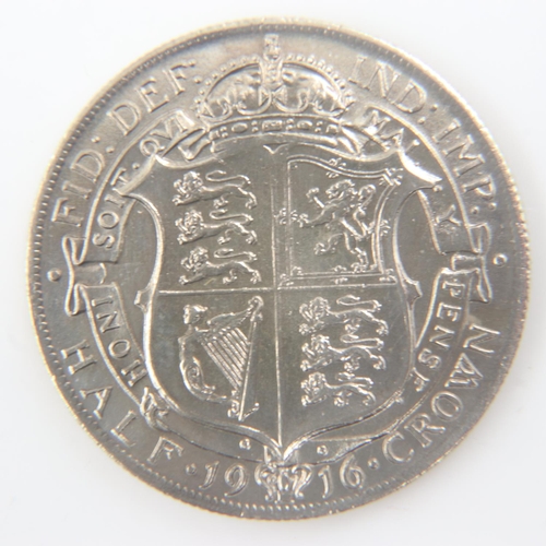 2065 - 1916 silver half crown of George V - aEF.  UK P&P Group 0 (£6+VAT for the first lot and £1+VAT for s... 