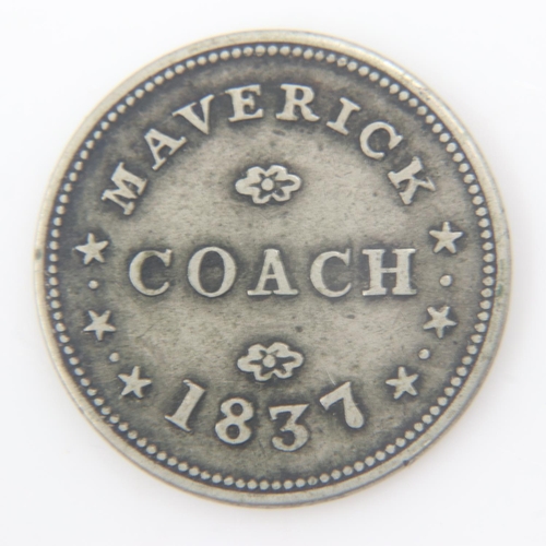 2071 - Rare street car token for east Boston USA, 1837, Maverick Coach. UK P&P Group 0 (£6+VAT for the firs... 