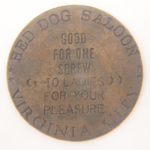 2074 - Red Dog Saloon Virginia City, token for one screw. UK P&P Group 0 (£6+VAT for the first lot and £1+V... 