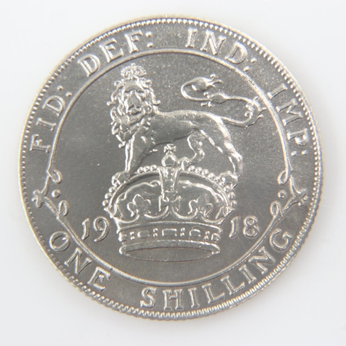 2077 - 1918 silver shilling of George V - gVF.  UK P&P Group 0 (£6+VAT for the first lot and £1+VAT for sub... 