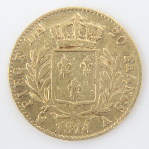 2079 - 1814 French gold 20 francs of Louis XVIII. UK P&P Group 0 (£6+VAT for the first lot and £1+VAT for s... 