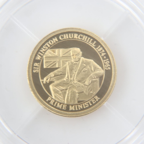 2087 - 2010 14ct gold proof Winston Churchill commemorative round, 0.5g, with CoA. UK P&P Group 0 (£6+VAT f... 