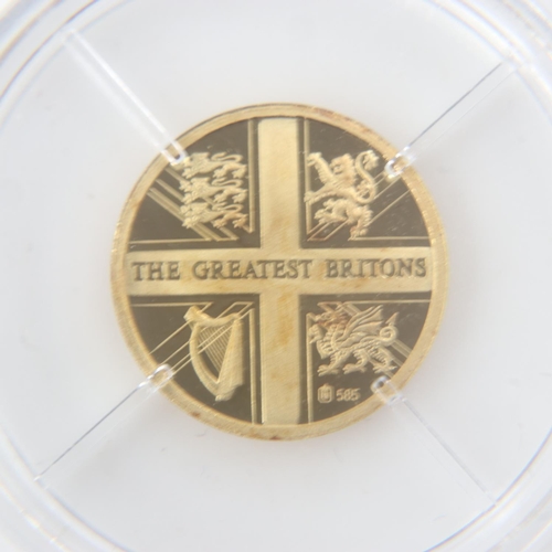 2087 - 2010 14ct gold proof Winston Churchill commemorative round, 0.5g, with CoA. UK P&P Group 0 (£6+VAT f... 