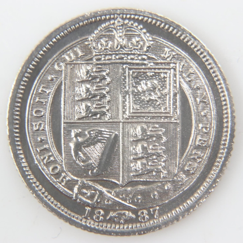 2088 - 1887 silver shield sixpence of Queen Victoria - nEF.  UK P&P Group 0 (£6+VAT for the first lot and £... 