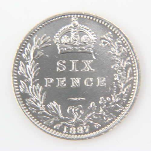 2101 - 1887 silver wreath sixpence of Queen Victoria - nEF.  UK P&P Group 0 (£6+VAT for the first lot and £... 