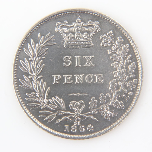 2104 - 1864 die 31 silver sixpence of Queen Victoria - gVF.  UK P&P Group 0 (£6+VAT for the first lot and £... 