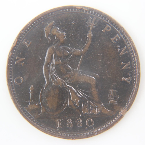 2114 - 1880 bun head penny of Queen Victoria - gVF with edge knock.  UK P&P Group 0 (£6+VAT for the first l... 