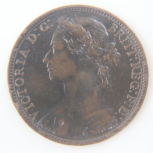 2114 - 1880 bun head penny of Queen Victoria - gVF with edge knock.  UK P&P Group 0 (£6+VAT for the first l... 