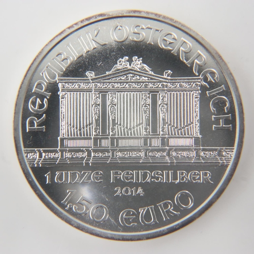 2115 - 2014 Austrian silver 1oz Philharmonic bullion round. UK P&P Group 0 (£6+VAT for the first lot and £1... 