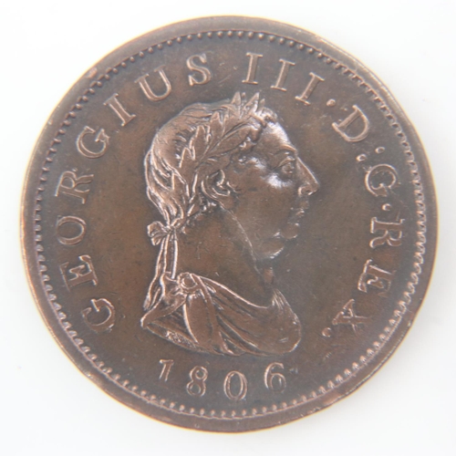 2122 - 1806 penny of George III - aVF.  UK P&P Group 0 (£6+VAT for the first lot and £1+VAT for subsequent ... 