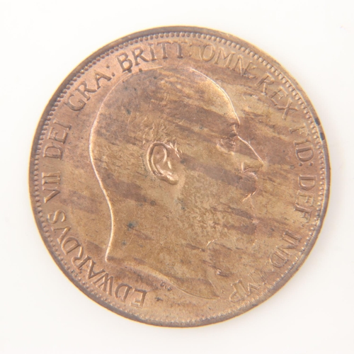 2130 - 1902 penny of Edward VII, cabinet toning - EF.  UK P&P Group 0 (£6+VAT for the first lot and £1+VAT ... 