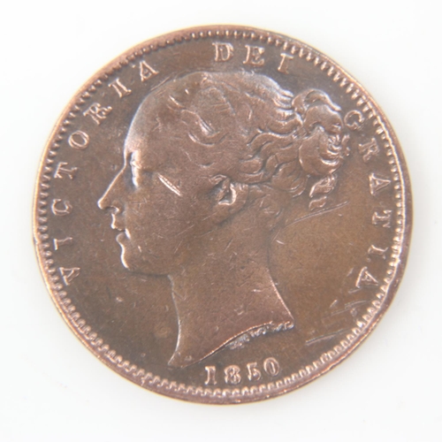 2174 - 1850 bun head farthing of Queen Victoria - aVF.  UK P&P Group 0 (£6+VAT for the first lot and £1+VAT... 