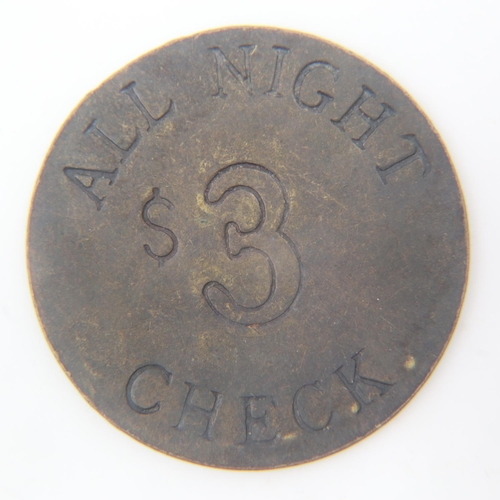 2243 - The Hog Ranch Fort Aramie Wyoming $3 All Night token. UK P&P Group 0 (£6+VAT for the first lot and £... 