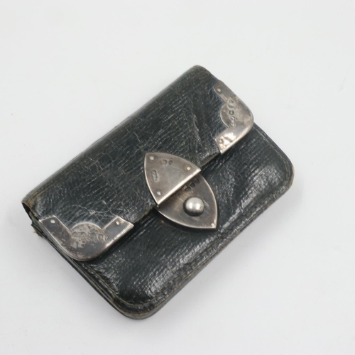 77 - Hallmarked silver mounted leather purse. UK P&P Group 1 (£16+VAT for the first lot and £2+VAT for su... 