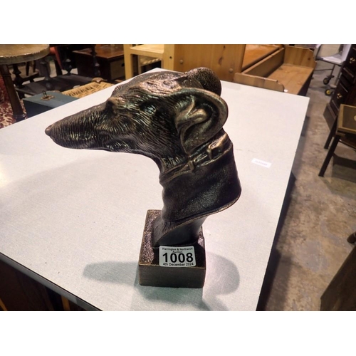 1008 - Cast iron greyhound head, H: 22 cm. UK P&P Group 2 (£20+VAT for the first lot and £4+VAT for subsequ... 