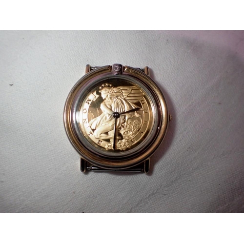 1076 - The Franklin Mint: Monte Carlo gents wristwatch head with silver-gilt dial, requires battery. UK P&P... 