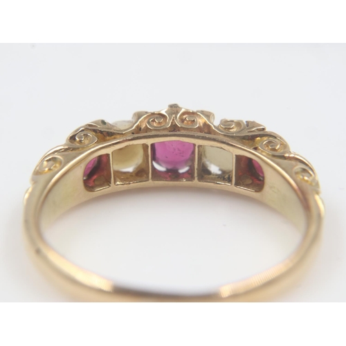 12 - Victorian 18ct gold, garnet, pearl and diamond ring, size L/M, 3.4g. UK P&P Group 0 (£6+VAT for the ... 