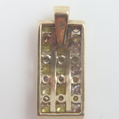 14 - 9ct gold, natural yellow and pink diamond pendant, 0.5cts, 2.1g, H: 2 cm. UK P&P Group 0 (£6+VAT for... 