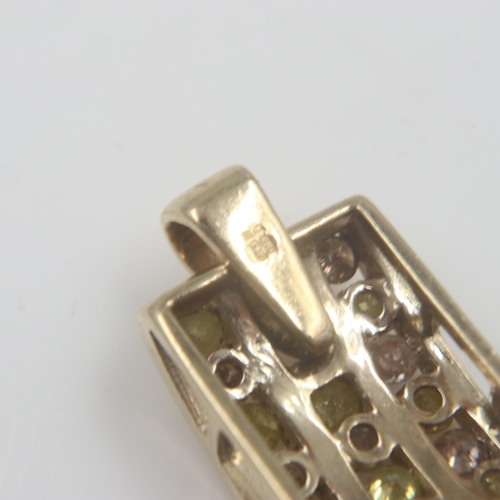 14 - 9ct gold, natural yellow and pink diamond pendant, 0.5cts, 2.1g, H: 2 cm. UK P&P Group 0 (£6+VAT for... 