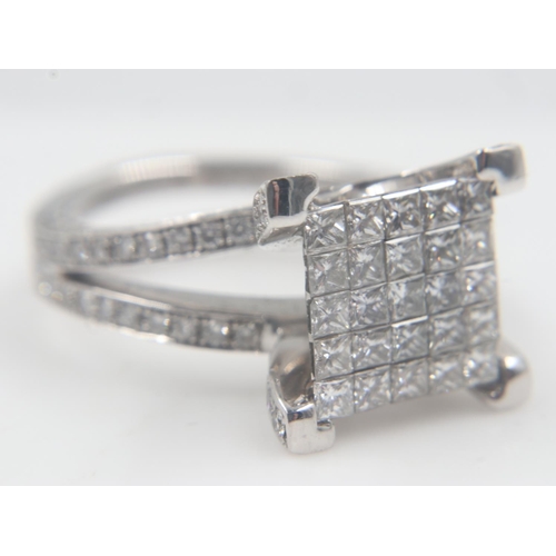 16 - Heavy 18ct white gold and approx. 2.5ct diamond cluster ring, size M/N, 8.4g. UK P&P Group 0 (£6+VAT... 