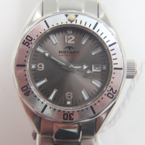 37 - ROTARY: ladies Aquaspeed steel cased wristwatch with metallic grey dial and date aperture. UK P&P Gr... 