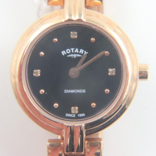 39 - ROTARY: ladies rose gold plated steel cased wristwatch from the Diamonds range, stone-set quarter ch... 