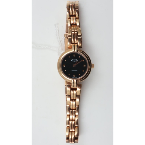 39 - ROTARY: ladies rose gold plated steel cased wristwatch from the Diamonds range, stone-set quarter ch... 