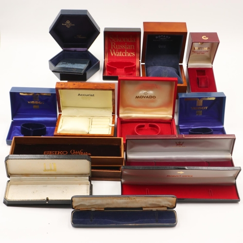 41 - Named wristwatch boxes, including Baume & Mercier, Tissot, Rotary, Sekonda and others, mixed conditi... 