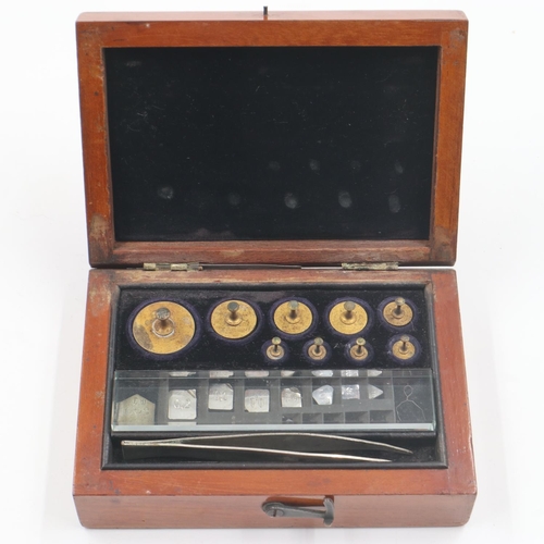 56 - Mahogany cased set of scientific weights. UK P&P Group 1 (£16+VAT for the first lot and £2+VAT for s... 