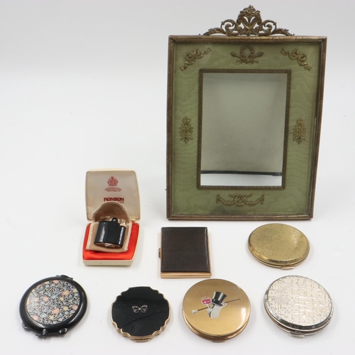 59 - Six vintage ladies compacts including Stratton examples with a boxed Ronson Variflame lighter and an... 