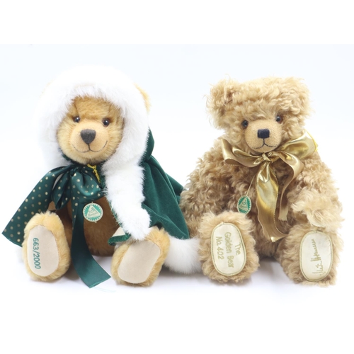 60 - Hermann limited edition Winter Wonderland bear 663/2000, H: 36cm and musical Golden bear 402/5002, p... 