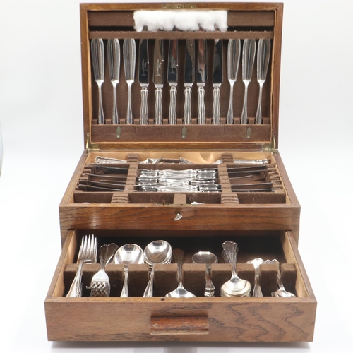 70 - James Dixon cutlery service of 76 pieces in the Chippendale design, within an oak canteen. UK P&P Gr... 