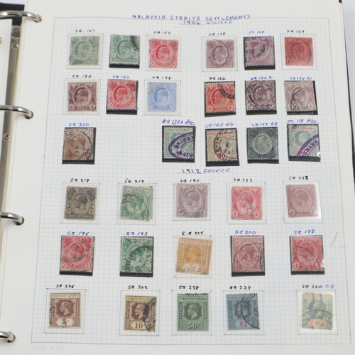 142 - Album of Malaysia, Straits Settlements and Malay State stamps. UK P&P Group 1 (£16+VAT for the first... 