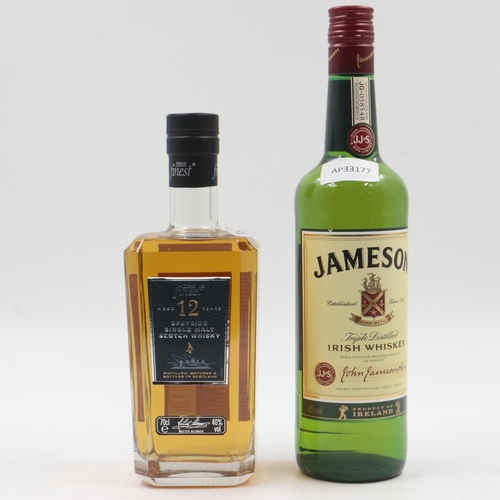 192 - Bottle of Tesco Finest 12 year old Speyside Single Malt whisky and a bottle of Jameson Irish whiskey... 