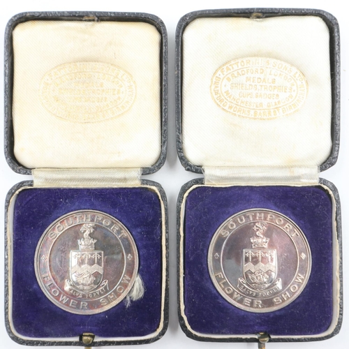 85A - Two silver Southport Flower Show medals for 1937 and 1938, wild flowers, awarded to Henry Foster. UK... 