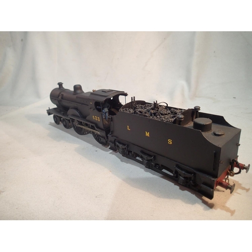 2050 - O gauge kit build class 2P, locomotive and tender, all metal, two rail fine scale, LMS black, 633, e... 