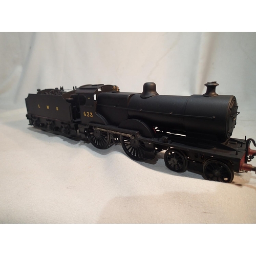 2050 - O gauge kit build class 2P, locomotive and tender, all metal, two rail fine scale, LMS black, 633, e... 